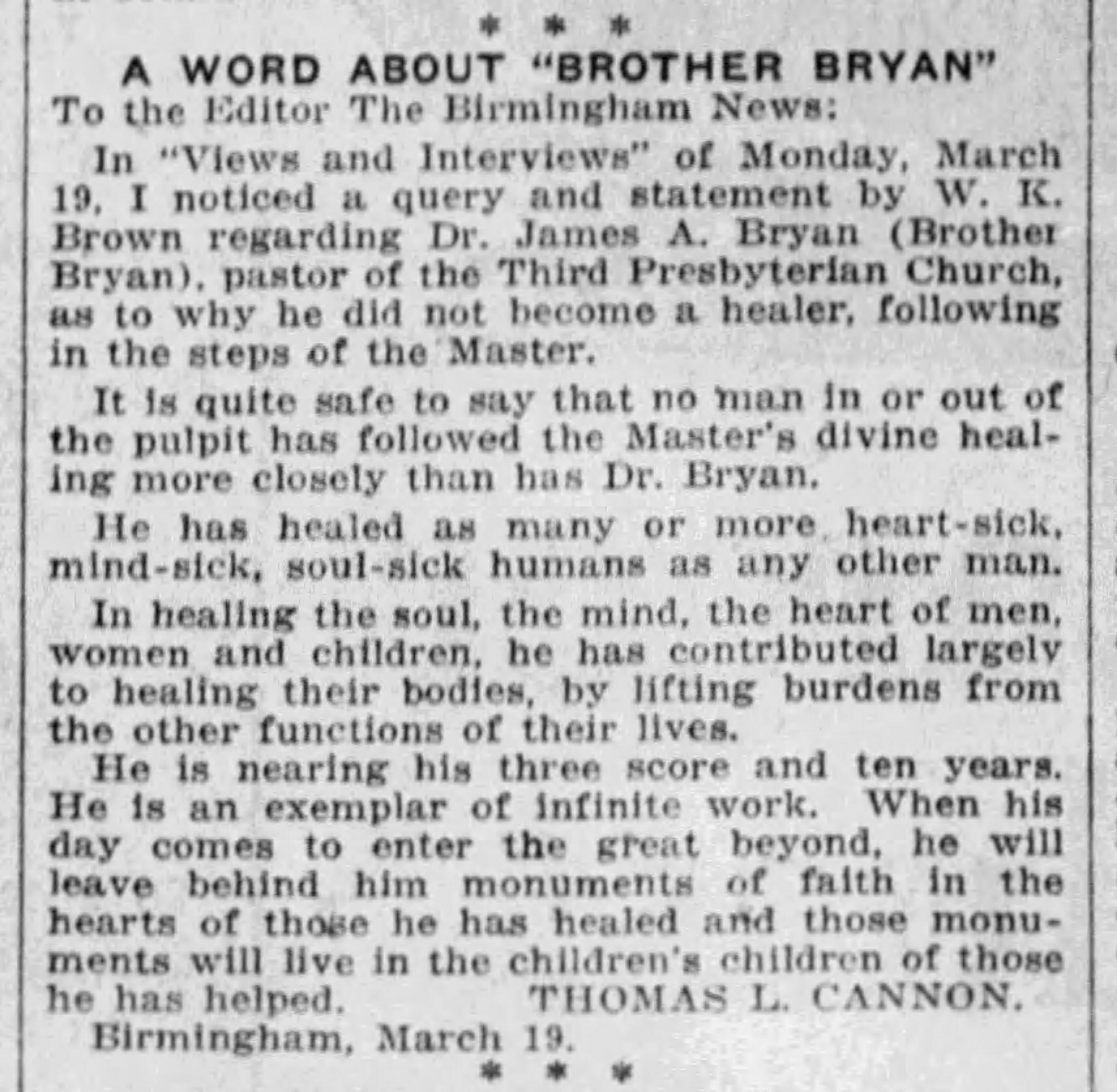 A Word About Brother Bryan